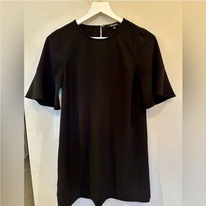 Black Madewell Mini Dress 3/4 flutter sleeves. Women’s Size extra small.